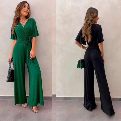 Loose fitting short sleeved Jumpsuit (with belt)