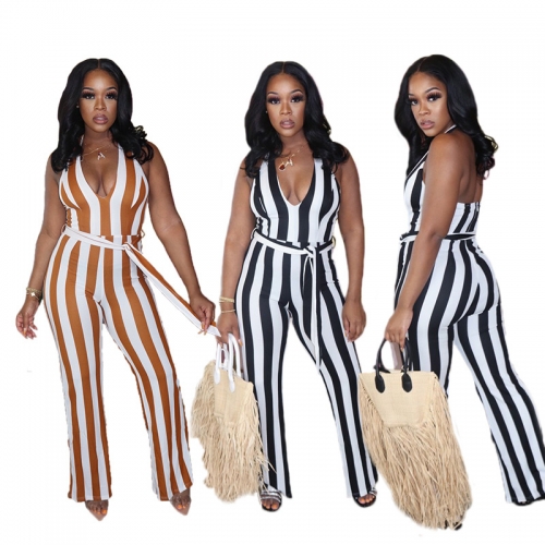 Casual print bandage sexy Jumpsuit