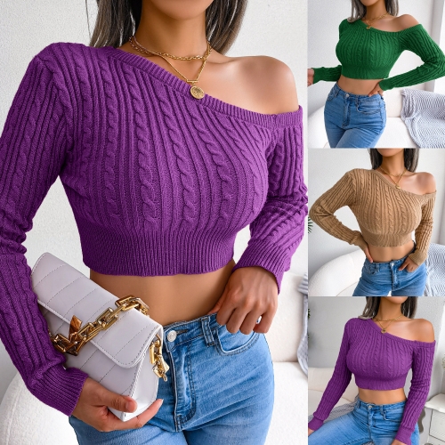 Fashion off shoulder long sleeve sweater