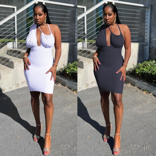 Sexy slim bandage neck dress