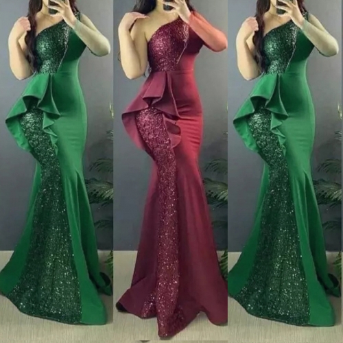 Sexy one shoulder sleeveless dress