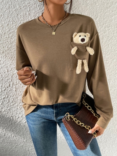 Casual round neck long sleeve T-shirt