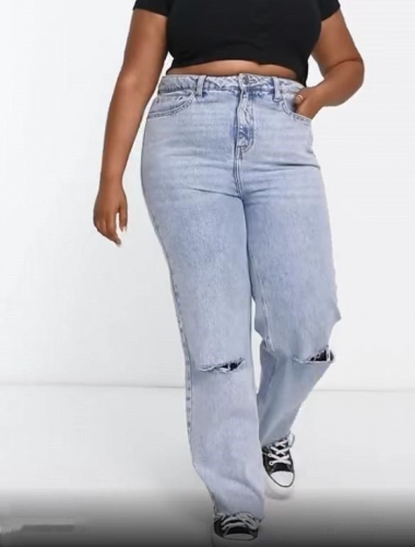 Charming plus size ripped jeans