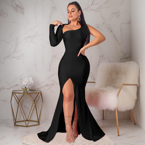 Sexy  backless irregular one shoulder dress