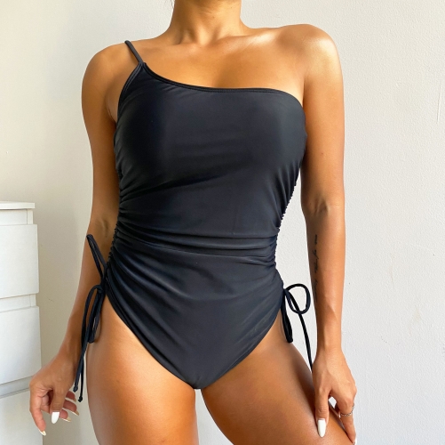 Sexy tight solid one-piece swimsuit