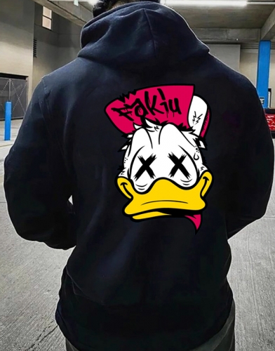 Men's casual loose cartoon printed hoodie