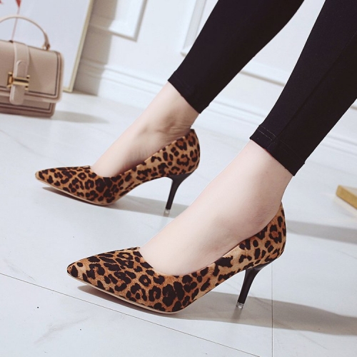 Suede pointed thin heeled high-heeled shoes
