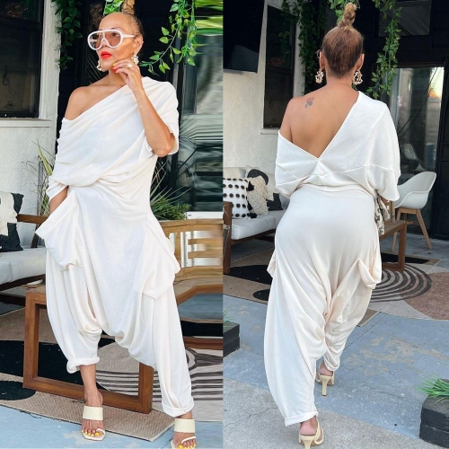 Sexy loose backless jumpsuit