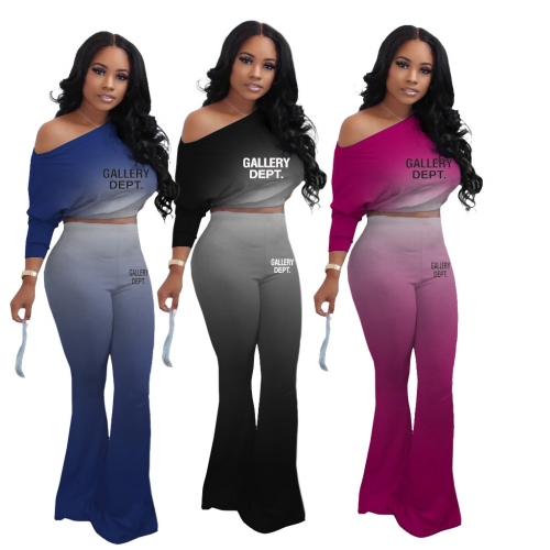 Casual printing gradient two-piece set