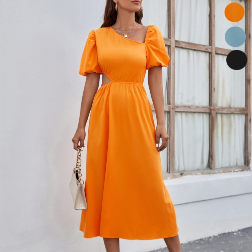 Fashion sexy solid color open waist dress