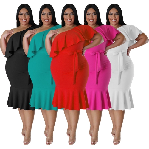 Plus size ruffle dress