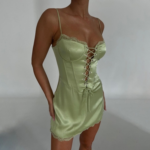 Fashion sexy strapless halter dress