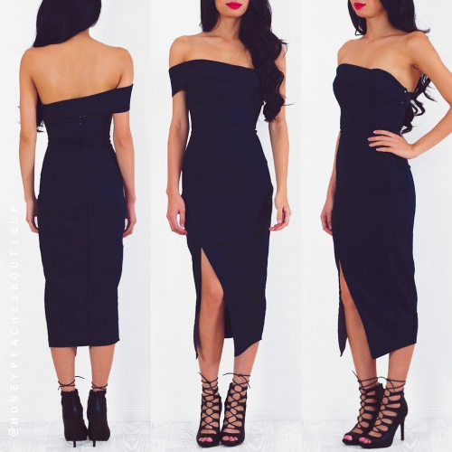 Sexy Raglan Sleeve Split Dress