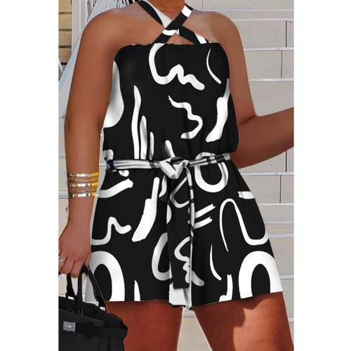 Fashion printed sexy strappy jumpsuit