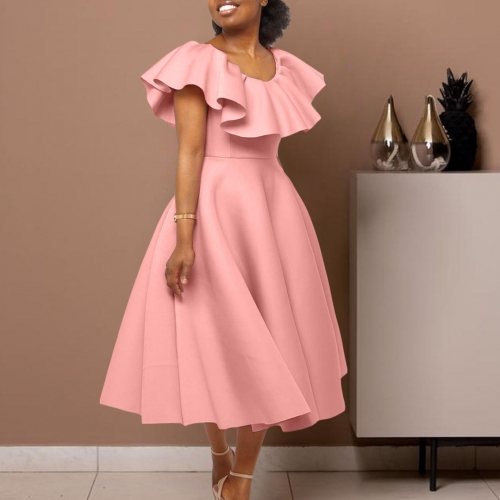 Temperament ruffled banquet dress