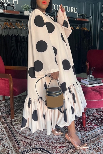 Sexy printed loose polka dot long sleeved dress