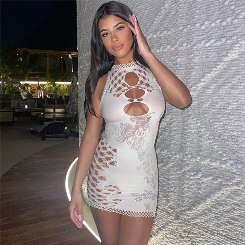 Sexy Hollow Mesh Knitted Dress