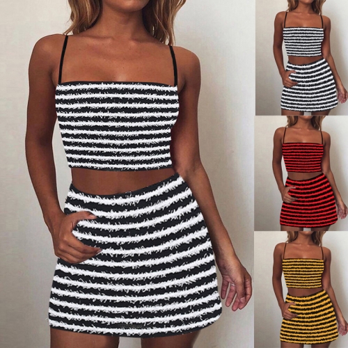 Texture striped skirt set