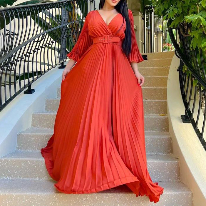 Veromca Strapless Pleated Maxi Dress