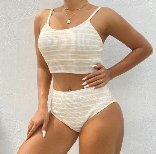 Sexy striped backless bikini swimsuit