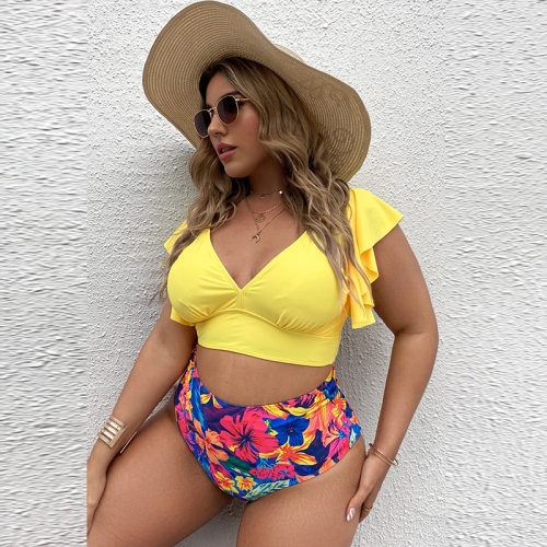 Plus size Ruffle Sleeve Bikini Set