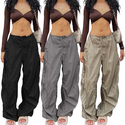 Loose drawstring tied lantern pants