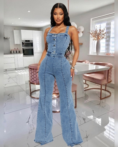 Fashion and sexy denim jumpsuit