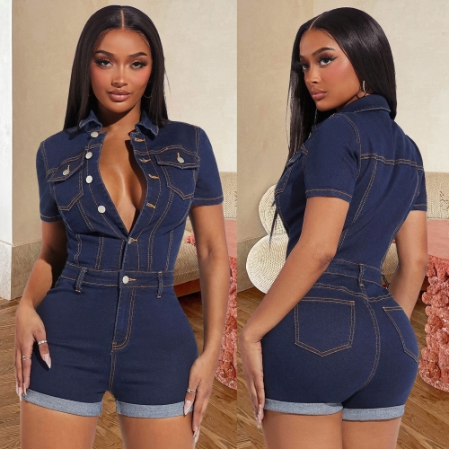 Fashion and sexy denim jumpsuit