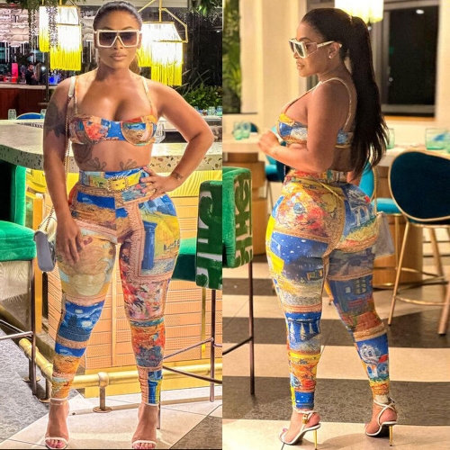 Sexy printed elastic two-piece set (including belt)