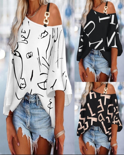 Casual printed patchwork T-shirt top