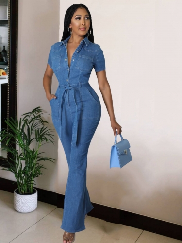 Sexy and fashionable denim jumpsuit
