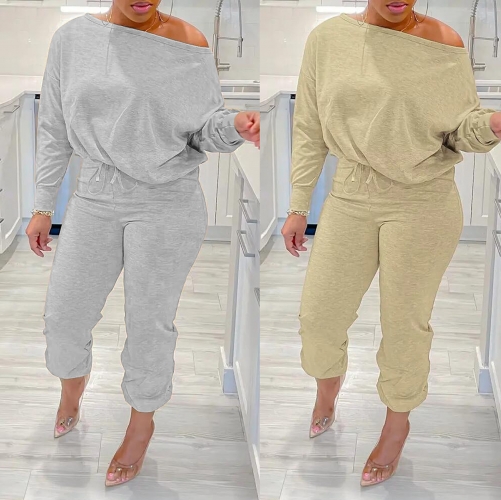 Sexy casual sweater+two-piece pants set