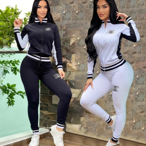 Fashion casual sports threaded top+pants two-piece set
