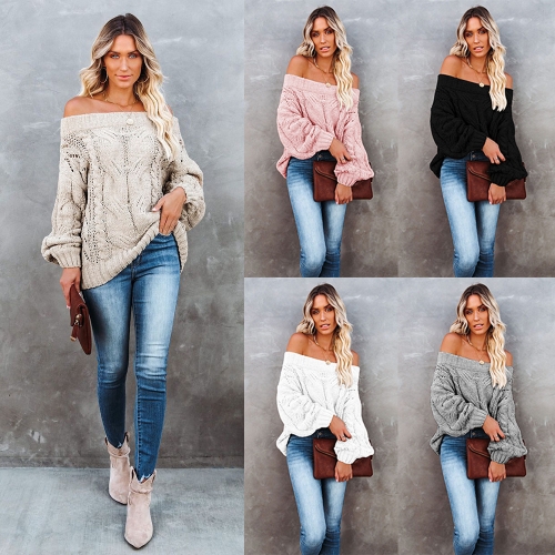 Casual one line neck knit sweater