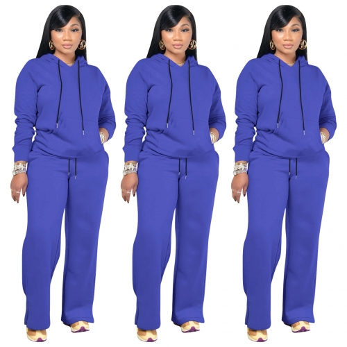 Casual hooded top+pants two-piece set