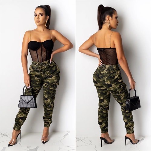 Loose ankle tie up camouflage pants