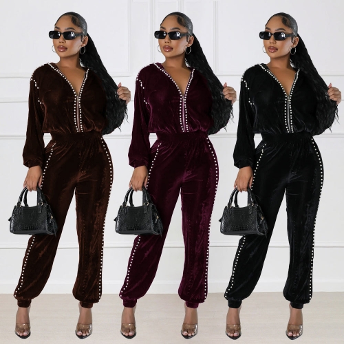 Pearl Velvet Hoodie Pants Set