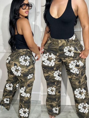 Casual camouflage printed pants