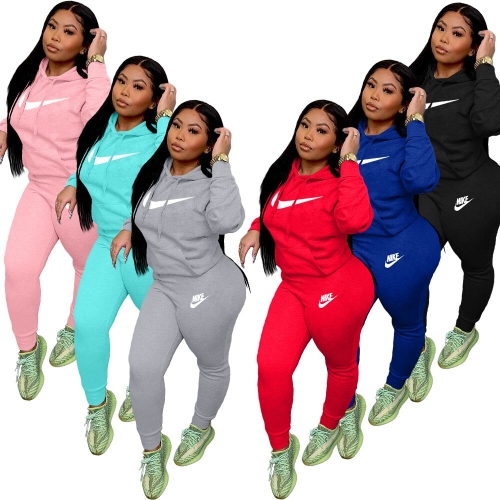 Casual hooded sports hoodie two-piece set