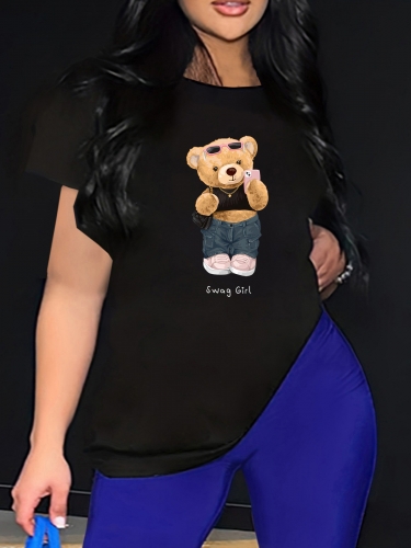 Cartoon print plus size t-shirt