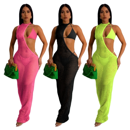 Sexy Beach Style Mesh Dress Three Piece Set