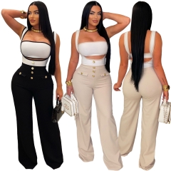 Sling button up jumpsuit set