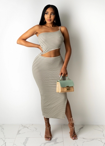 Leisure sexy striped printed dress