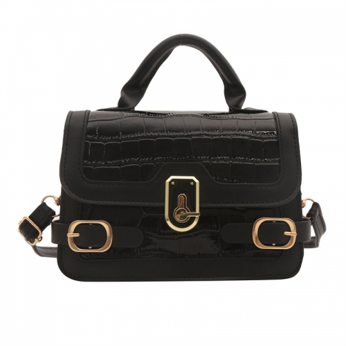 Color block metal buckle crossbody bag