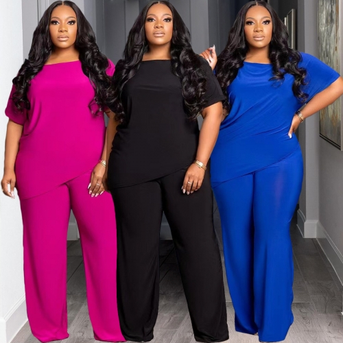 Irregular plus size pants set