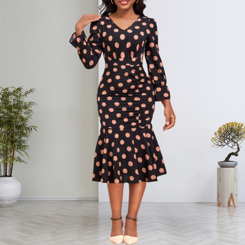 Sexy printed long sleeved dress