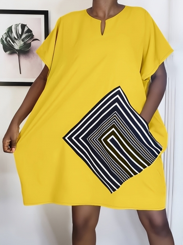 Pocket Plus Size Printed Dress