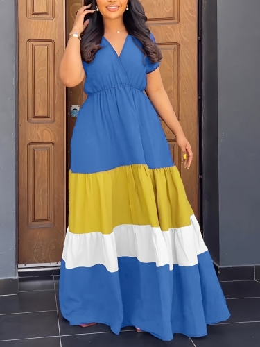 Color blocking plus size maxi dress