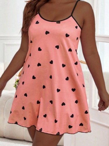 Home Plus size heart-shaped printed dress