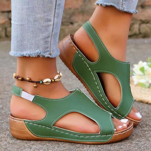 Elastic band hollowed out lightweight thick sole sandals